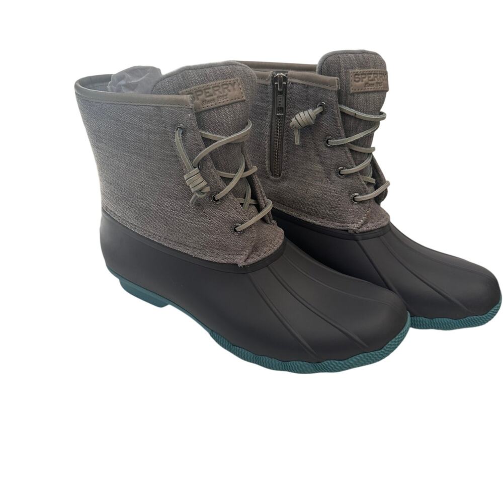 Sperry saltwater women’s grey aqua duck boots 10
